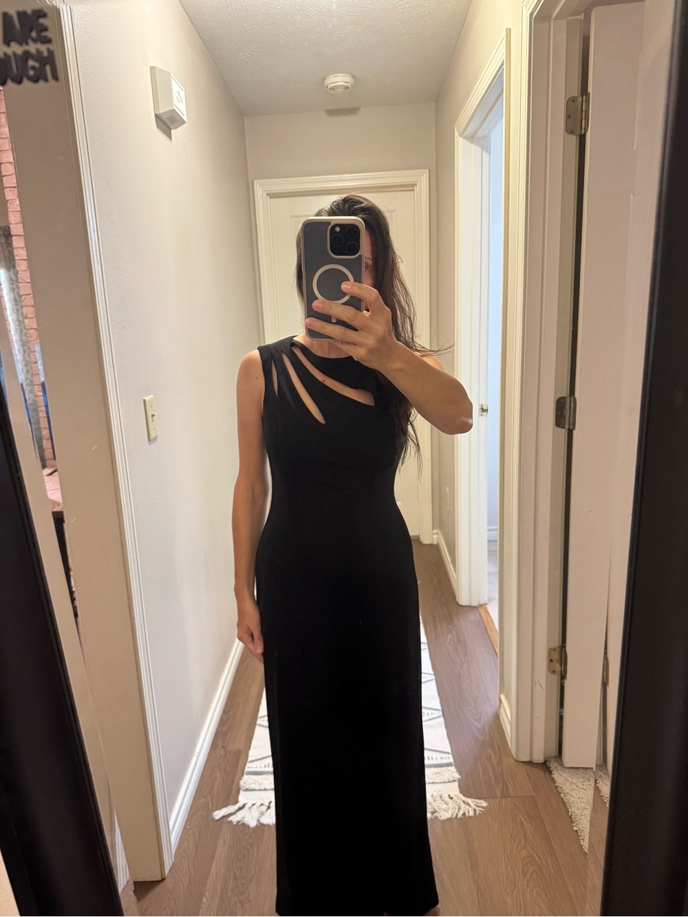 Elegant Black Cutout Maxi Dress- Kay Unger